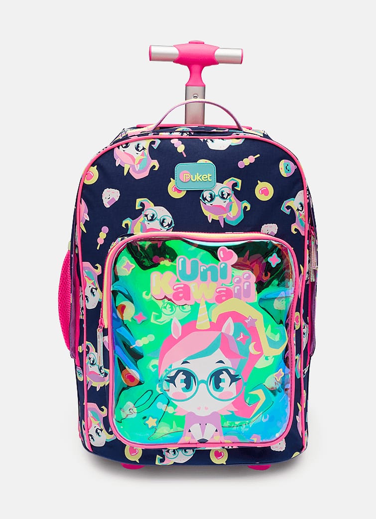 Mochila com Rodinha Menina Unicórnio Kawaii