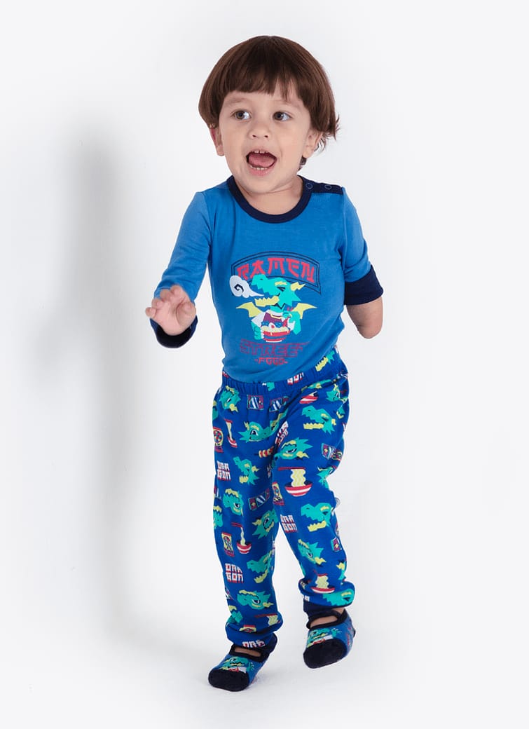 Pijama Manga Longa Bebê Menino Viscolycra Dragão Street