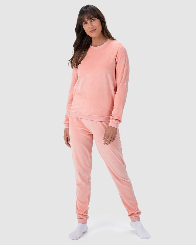 Pijama Feminino Blusão E Calça Em Malha Plush