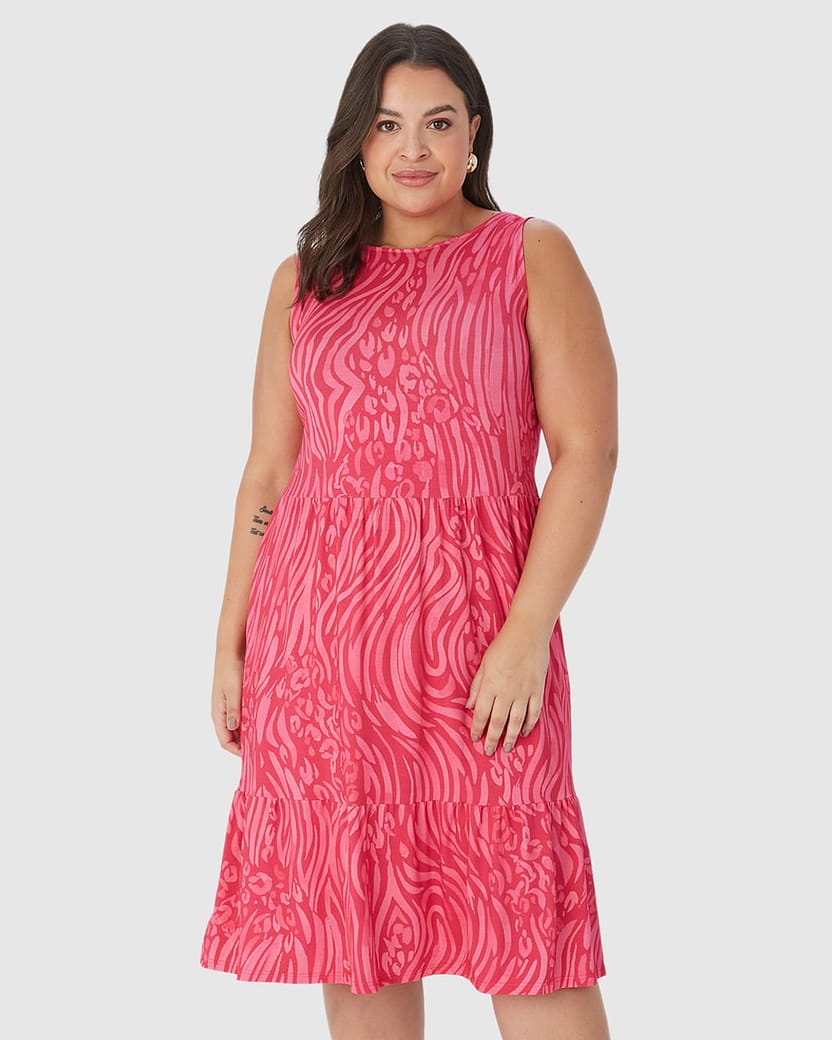 Vestido Feminino Plus Size Gola Redonda Em Viscose Stretch