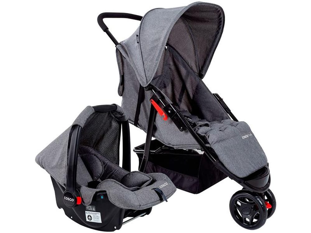 Carrinho de Bebê com Bebê Conforto Cosco Toffy 3 Rodas até 15kg