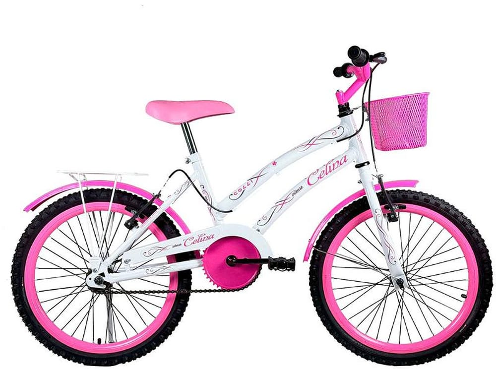 Bicicleta Infantil Aro 20" Colli Celina Azul Celeste com Cestinha Freio V-Brake