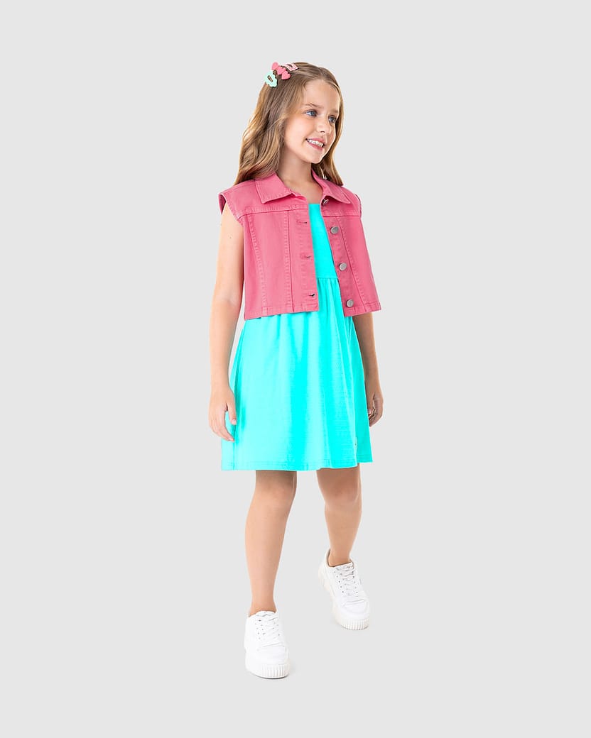 Colete Cropped Infantil Menina Em Sarja Stretch Malwee Kids