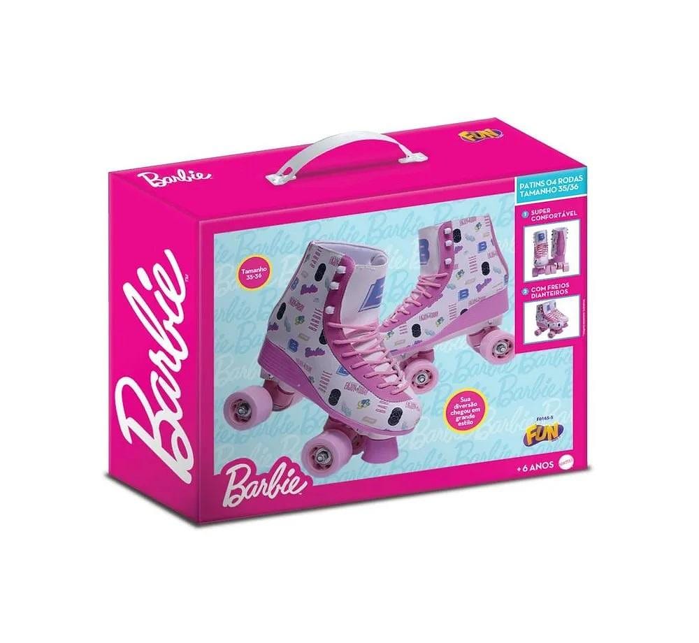 Patins Barbie 04 rodas - Tamanho 35/36 - Fun