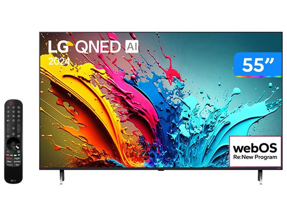 Smart TV 55" 4K UHD QNED LG 55QNED85TSA LCD LED Quantum Dot Nanocell 120Hz Wi-Fi Bluetooth com Alexa 4 HDMI 2 USB